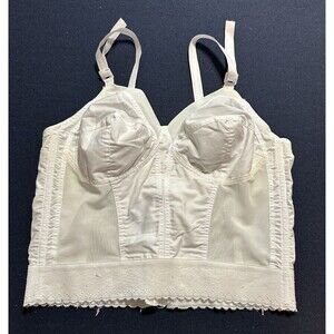 Vintage Exquisite Form Longline Bra Size 38B Style 7532 White